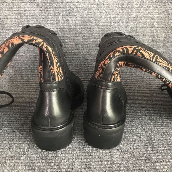Antonio Melani Boots Women's Size 6 Black Logo Print Tall Combat Lug Sole - Picture 15 of 15